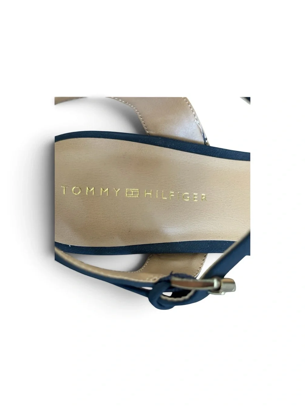 Tommy Hilfiger Navy Espadrille Wedge Sandals Ankle Strap Open Toe 9.5 NWOT